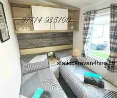 3 bedroom luxury caravan with wrap around decking. Haggerston Castle